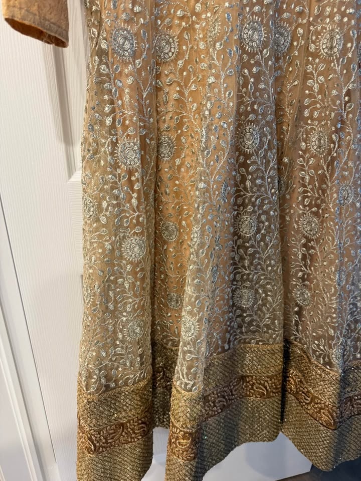Indian outfit Gold Sequin Embroidered Formal Gown - photo 4