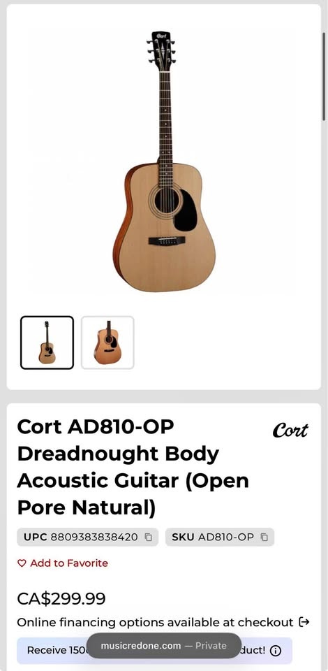 Used Cort AD810-OP Acoustic Guitar