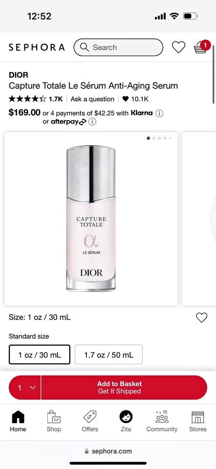 Dior Capture Totale Le Sérum Anti-Aging Serum New
