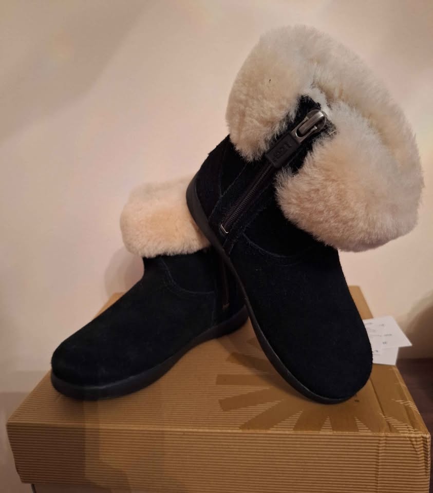Toddler UGG Jorie II Boots - Black Suede Shearling - Size 10 - photo 5