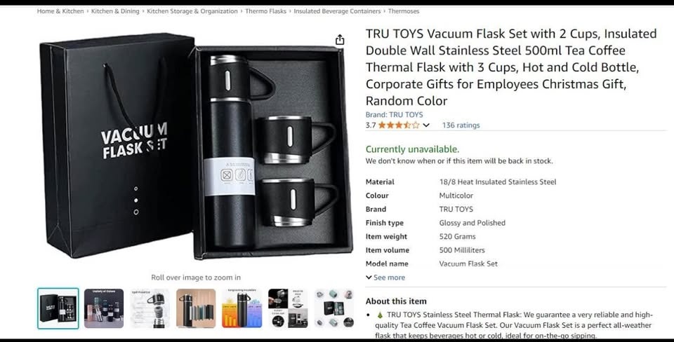 Vacuum Flask Set (Black) - photo 2