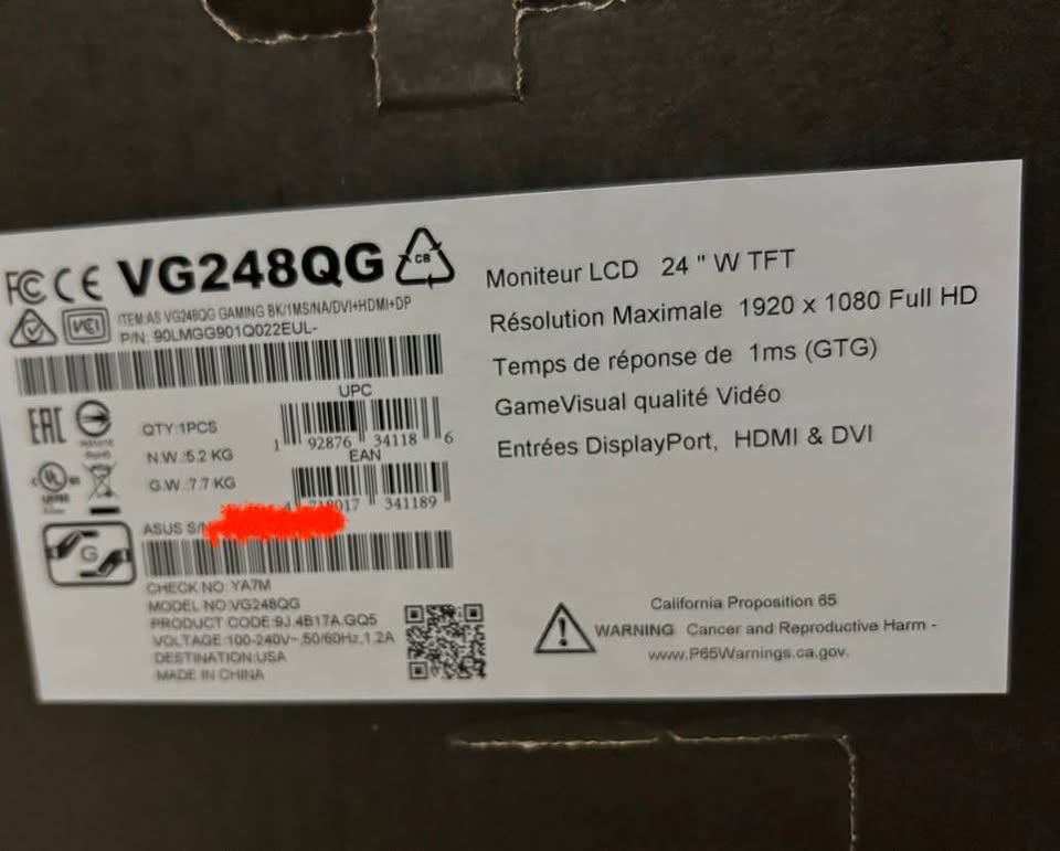 Asus 24” Monitor VG248QG - photo 4