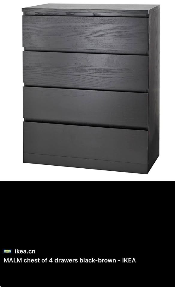 IKEA MALM 4-Drawer Dresser Black/Brown - Great Condition