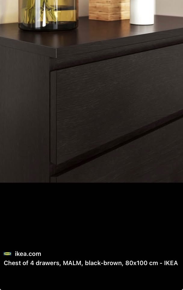 IKEA MALM 4-Drawer Dresser Black/Brown - Great Condition - photo 2