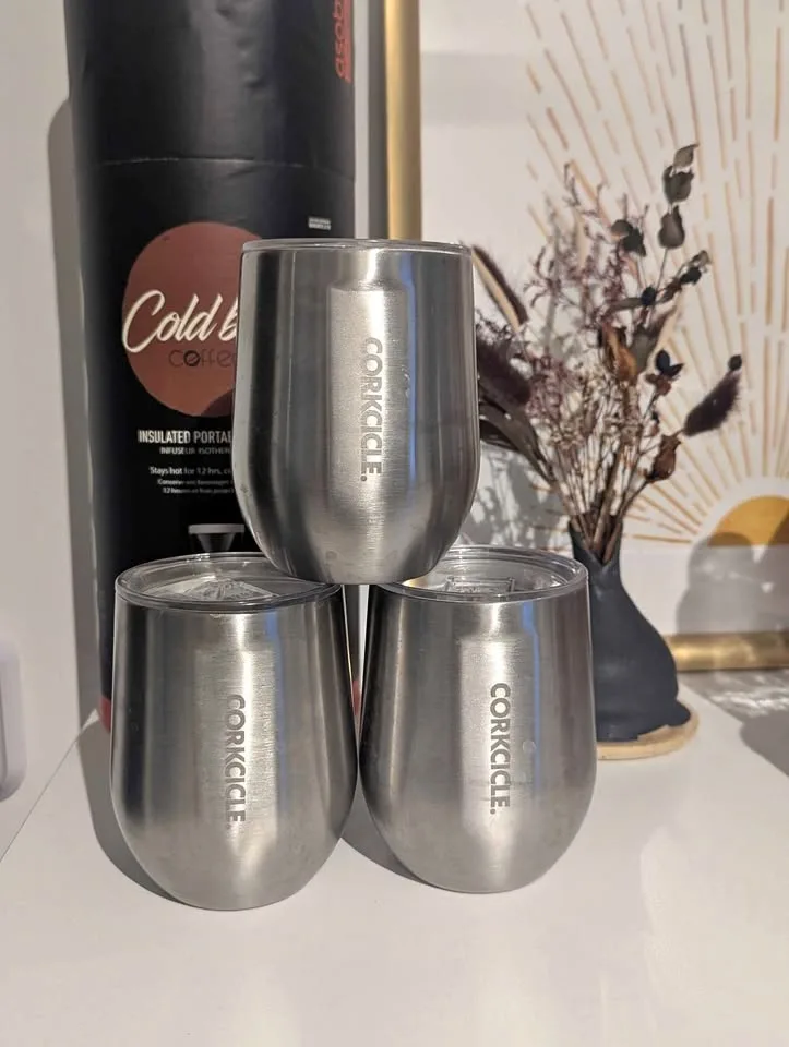 3x Corkcicle Silver Tumblers thumbnail