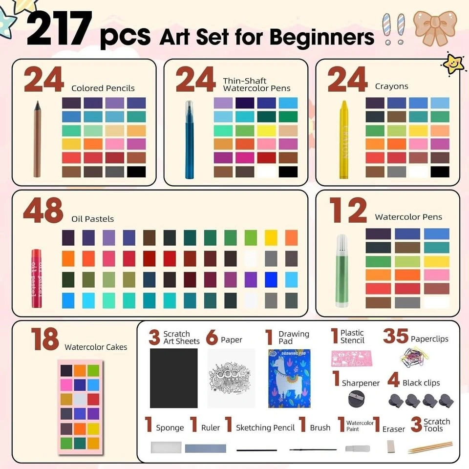 217pcs Kids Art Set, Drawing Art Supplies for Girls & Boys Ages - photo 2