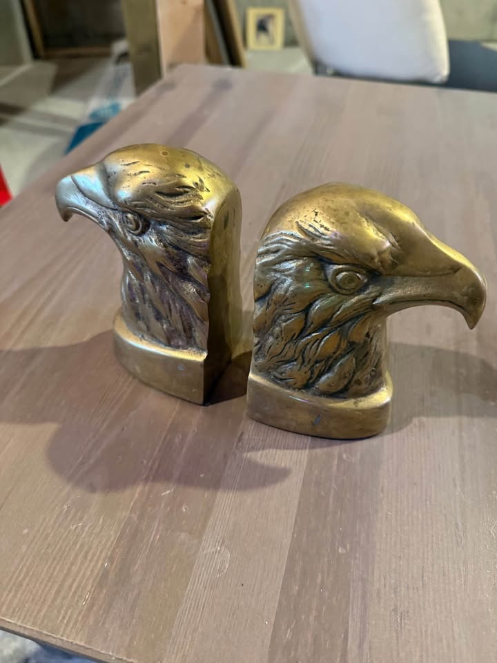 Vintage Brass Bald Eagle Head Bookends (Set of 2) - photo 2