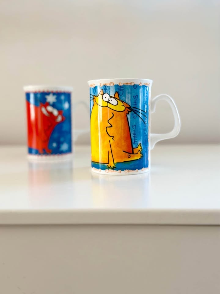 RARE Duchess English Bone China Cat Mugs - Set of 2