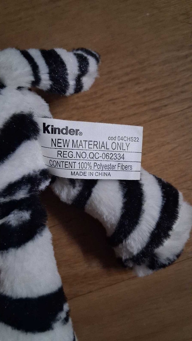 Kinder Surprise Tiger White & Black Striped 9" Plush - photo 2