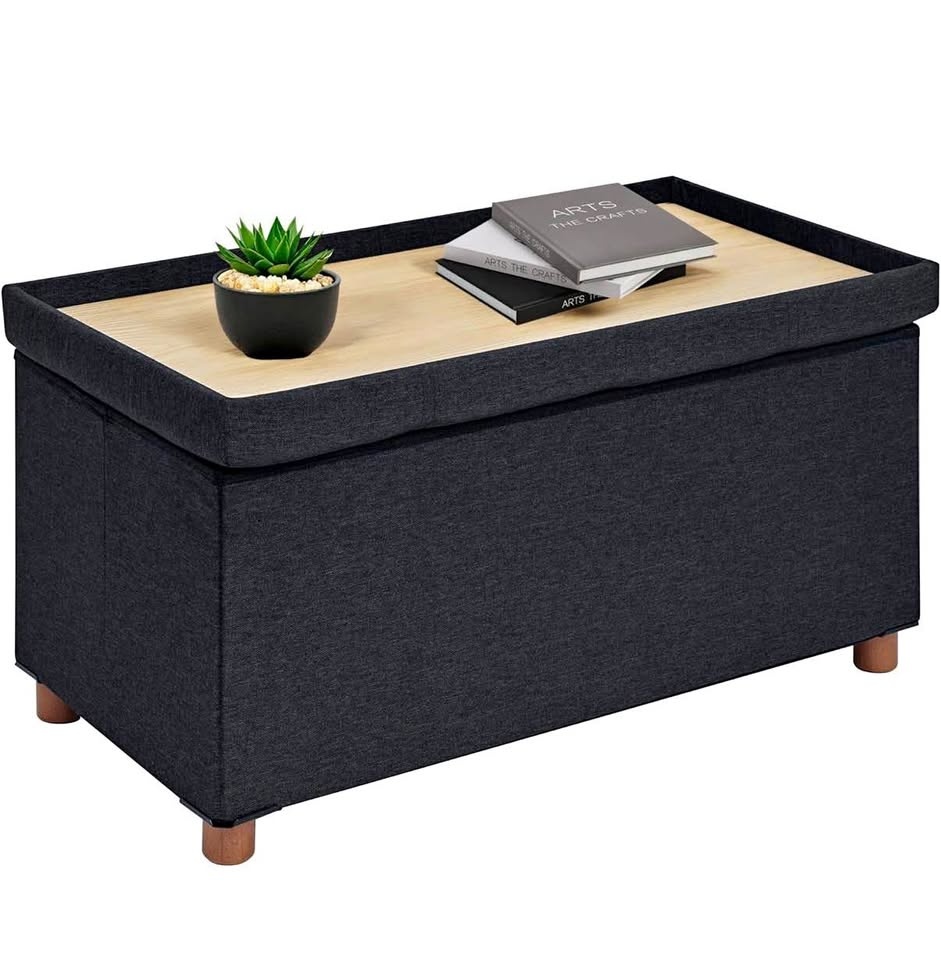 30 inch Folding Storage Ottoman - Reversible Lid Coffee Table