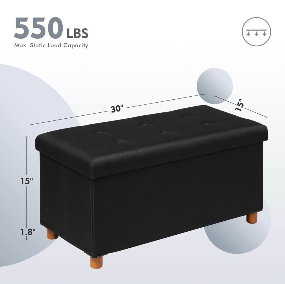 30 inch Folding Storage Ottoman - Reversible Lid Coffee Table - photo 2
