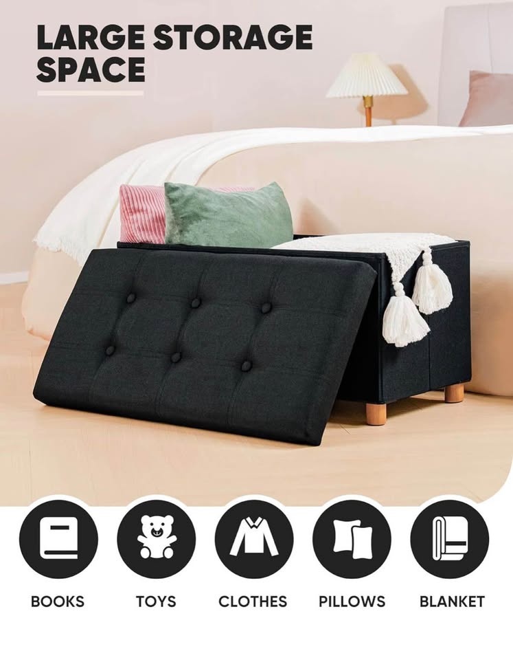 30 inch Folding Storage Ottoman - Reversible Lid Coffee Table - photo 3