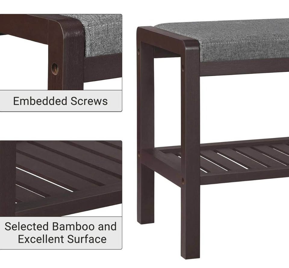 SONGMICS Bamboo Shoe Bench with Cushion - Entryway Storage - photo 4