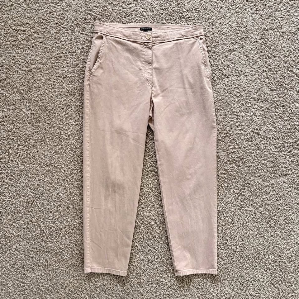 Eileen Fisher Size 12 Tan Organic Cotton Stretch Chino Pants