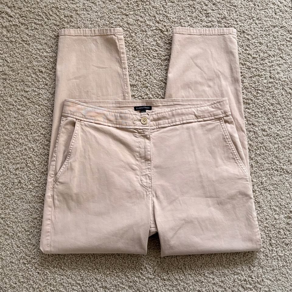 Eileen Fisher Size 12 Tan Organic Cotton Stretch Chino Pants - photo 2