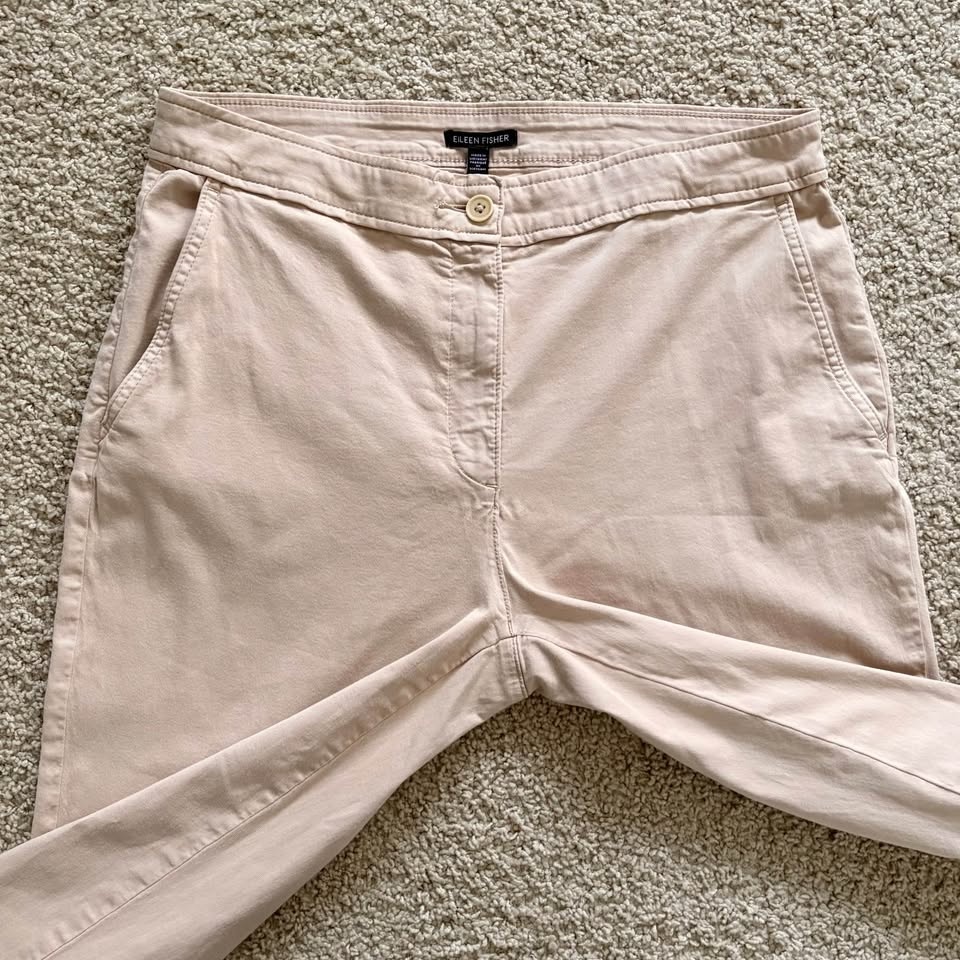 Eileen Fisher Size 12 Tan Organic Cotton Stretch Chino Pants - photo 3