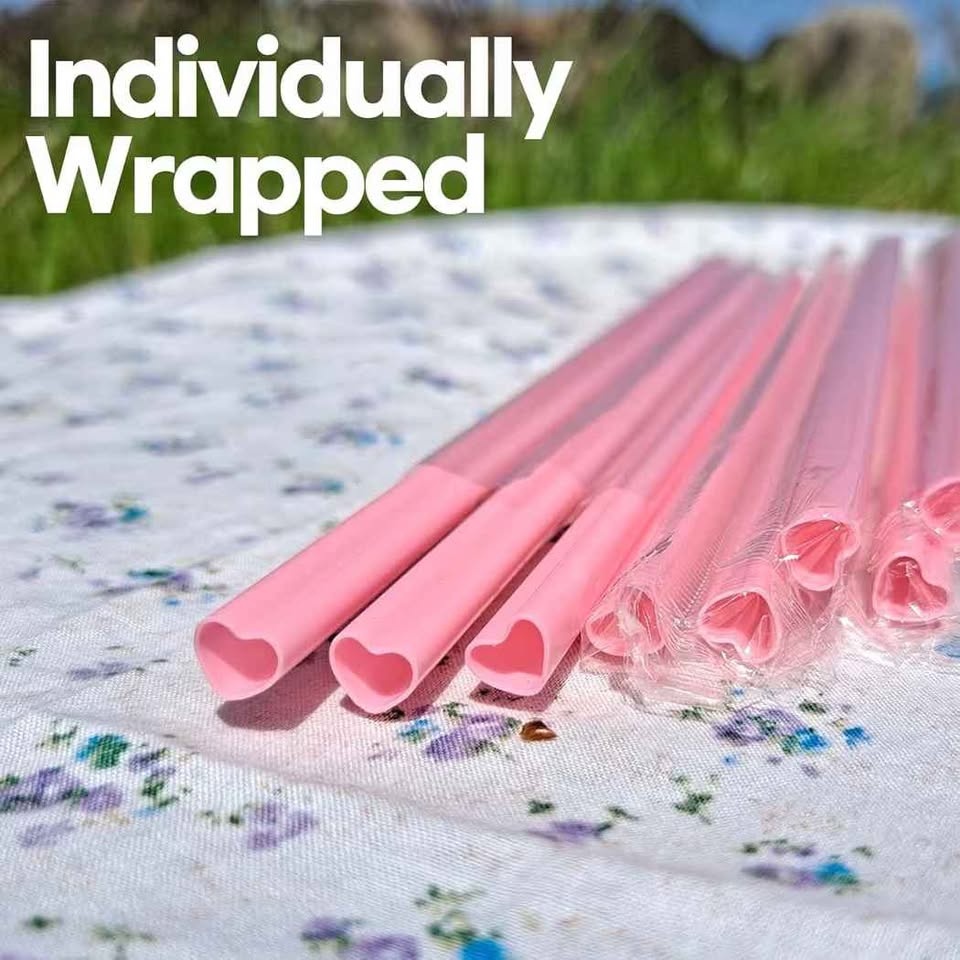 Valentine's Pink Heart Straws - 100 Pack - photo 3