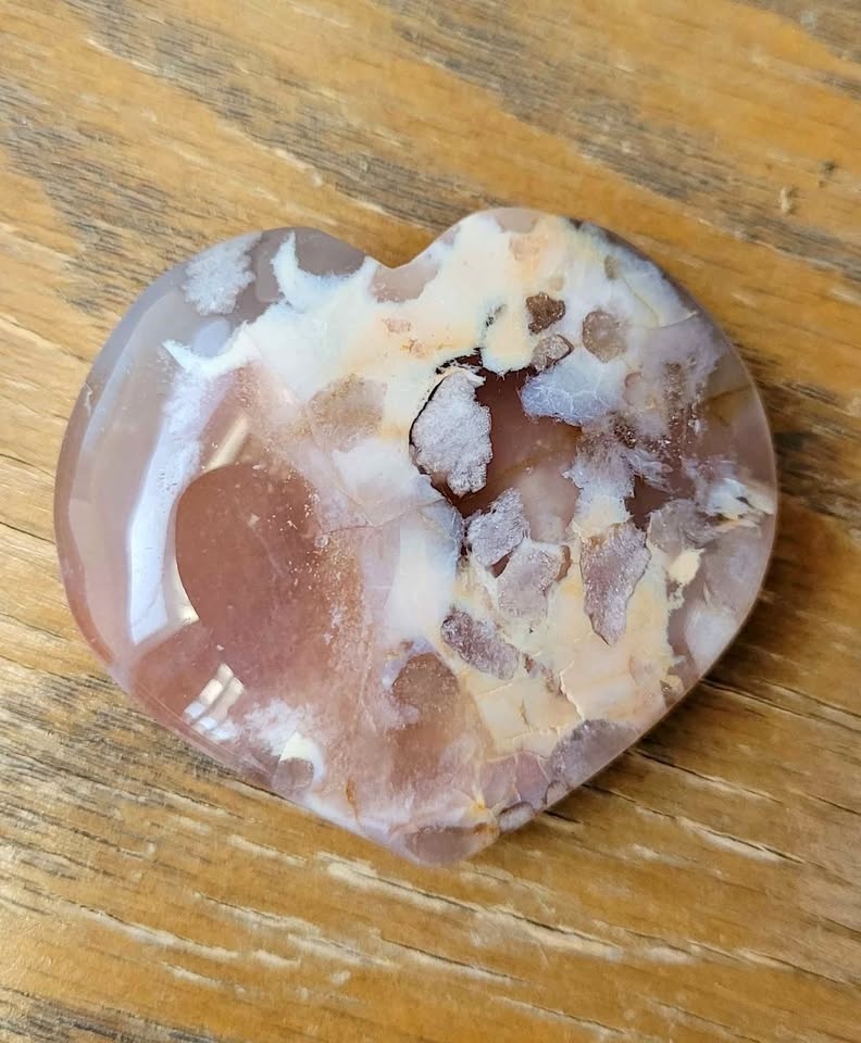 🌸 Vibrant! Cherry Blossom, Pink Flower Agate Heart
