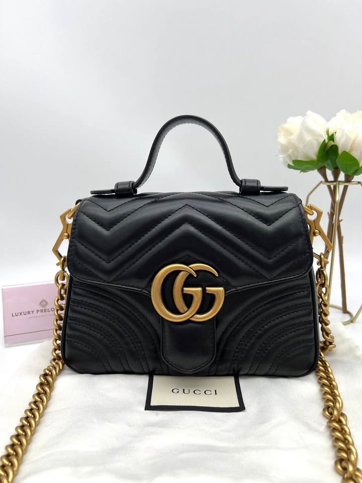 GUCCI MARMONT QUILTED TOP HANDLE GHW SHOULDER BAG - photo 2