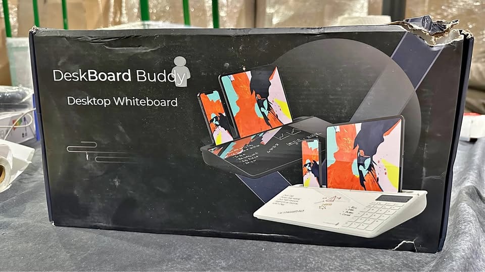 DeskBoard Buddy Desktop Whiteboard w/ Storage & Phone Stand - Wh