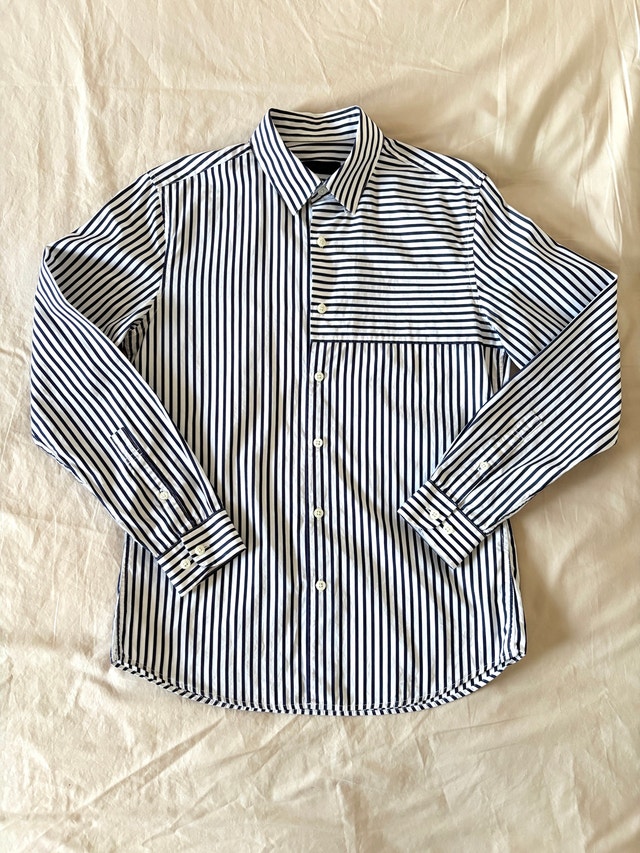 Ziozia Perpendicular Striped Button-Down Shirt