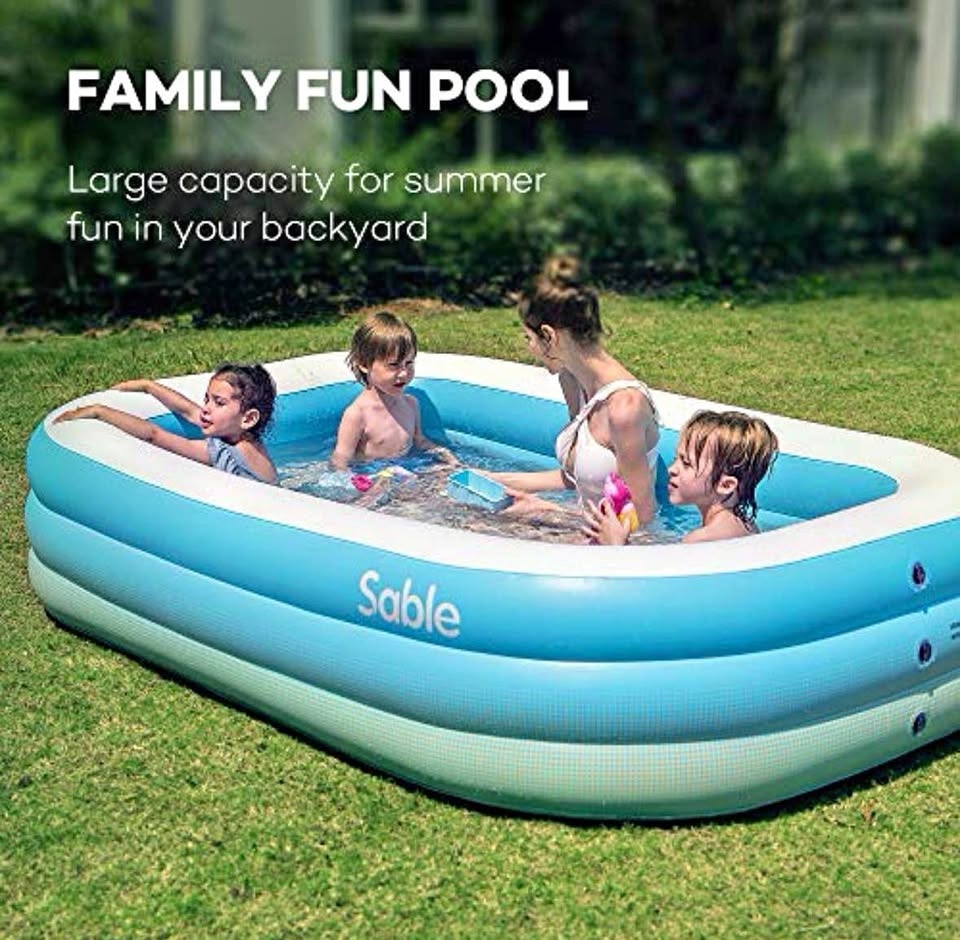 Sable Inflatable Pool, Family Swim Center Pool, 118" X 72" X 20"