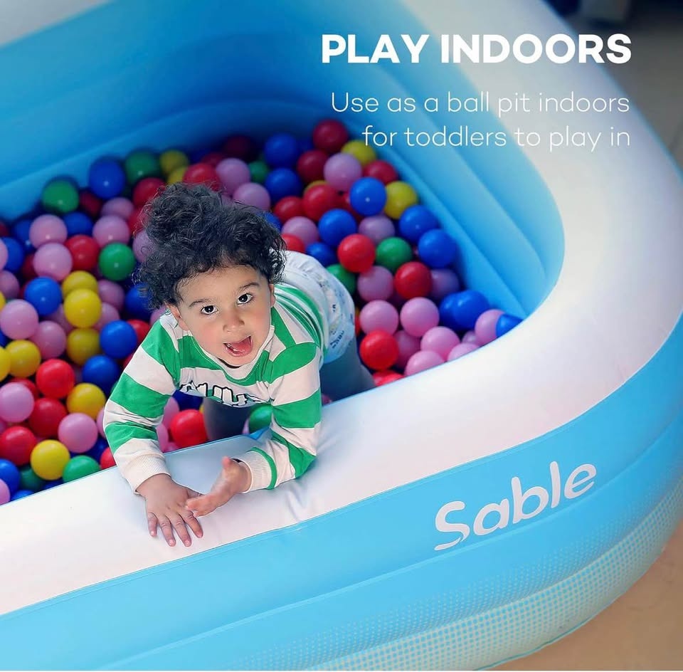 Sable Inflatable Pool, Family Swim Center Pool, 118" X 72" X 20" - photo 5
