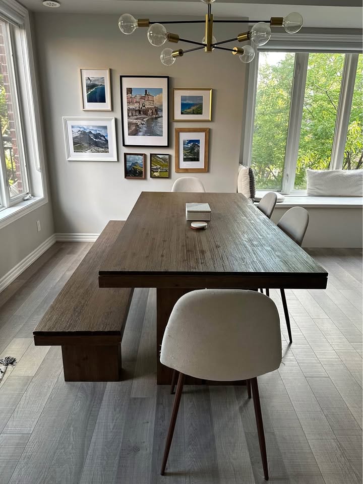 Dining table with matching bench and 4 chairs - photo 2