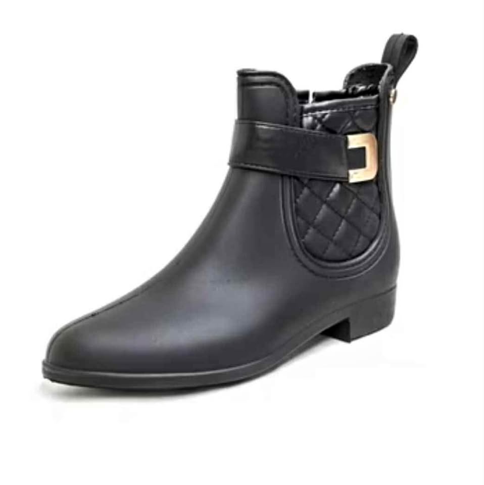 BOOTS* ankle leather bootie quilted