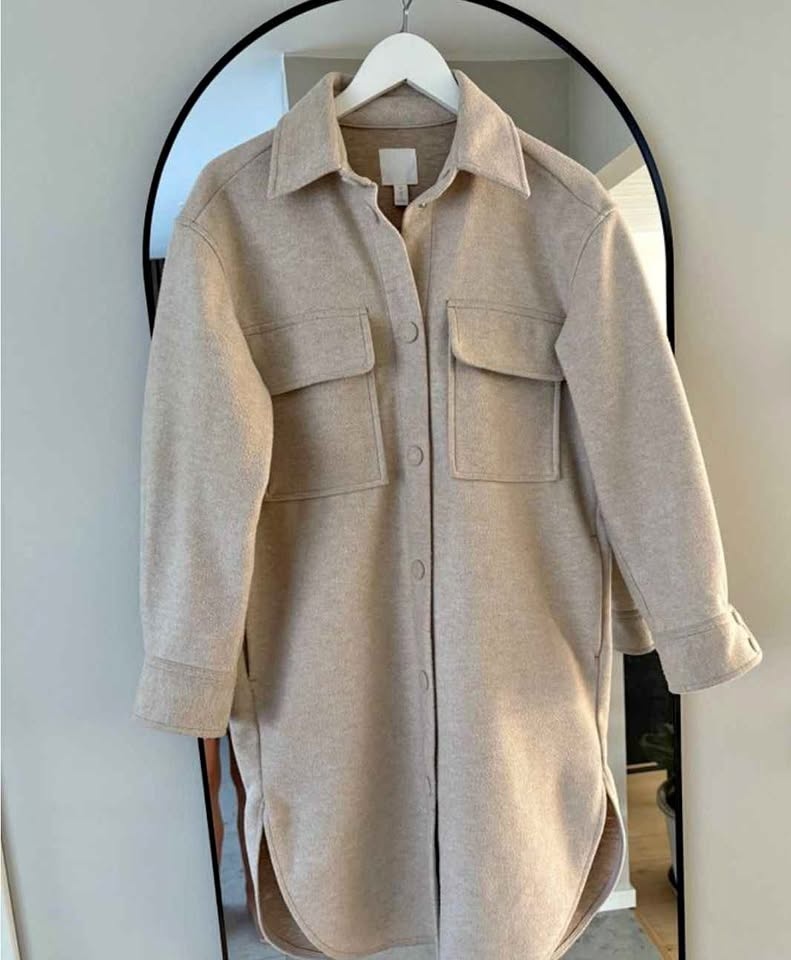 h&m Wool Long Shirt Jacket