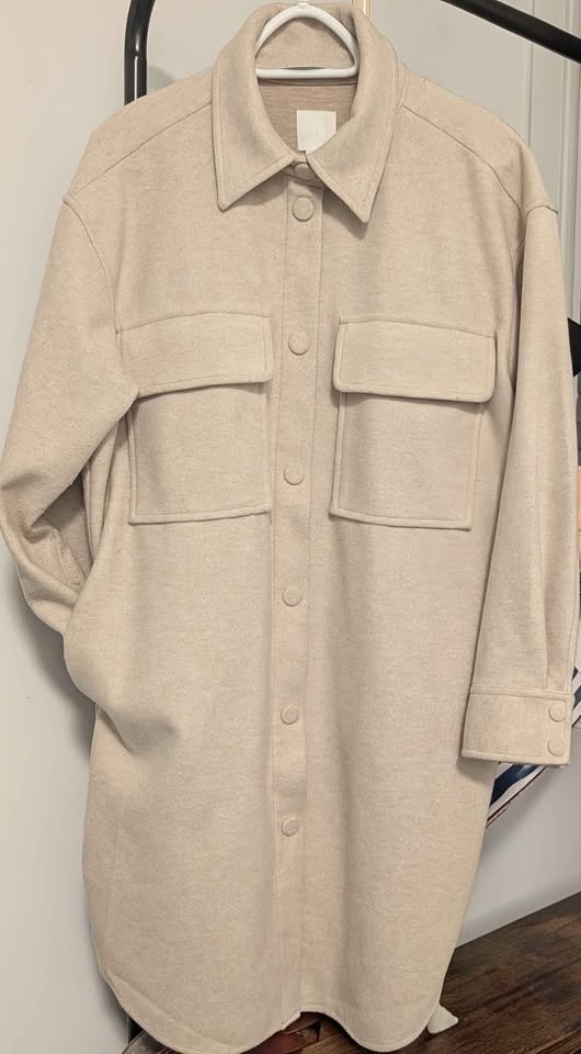 h&m Wool Long Shirt Jacket - photo 3
