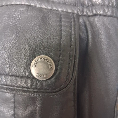 Milestone Mens Black Full Zip Lamb Leather Biker Jacket - photo 3