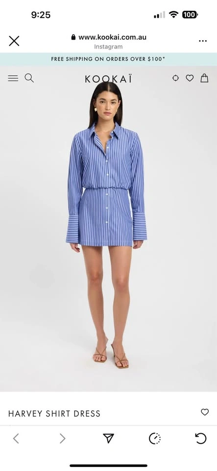 Kookai Blue Striped Shirt Dress - Size 2 US / 6 AU - photo 2