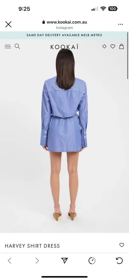 Kookai Blue Striped Shirt Dress - Size 2 US / 6 AU - photo 3