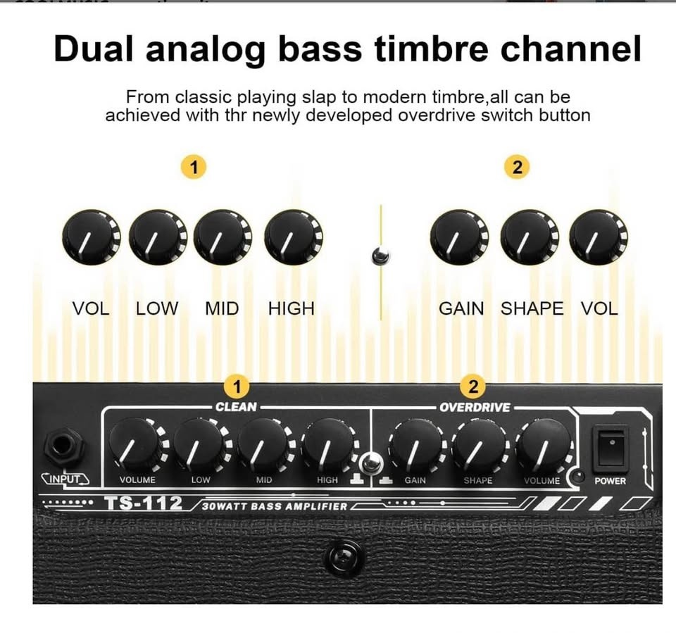 Brand New TS112 Bass Guitar Amp 30W Electric Guitar Bass Combo A - photo 3