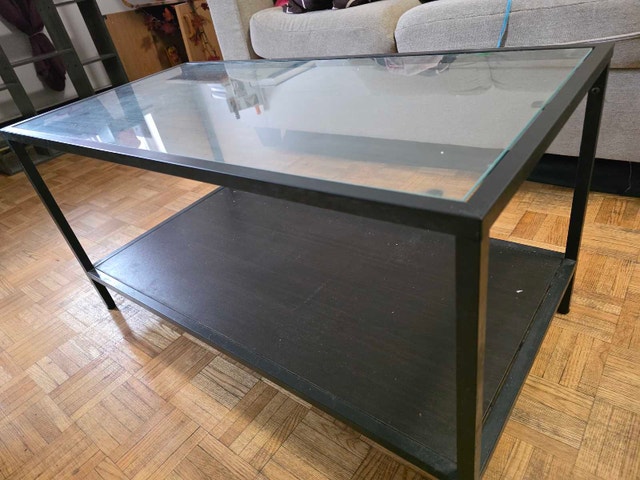 MOVING SALE - IKEA Glass top coffee table black frame - photo 3