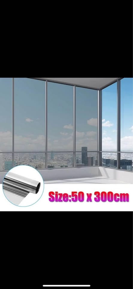 1 Roll 300cm x 50cm Uncut Window Mirror Silver Chrome - photo 2