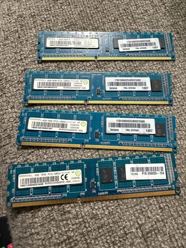 4 PCS DDR 3 RAM - 4GB each