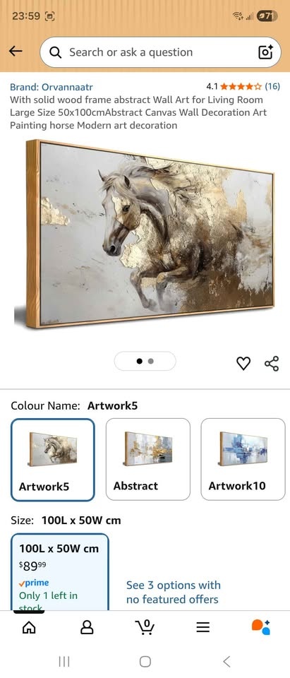 Large Abstract Horse Wall Art Canvas – 120 × 60 cm – Brand New - photo 3
