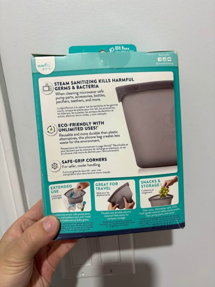 Brand New Evenflo Silicone Steam Sanitizing Bag | Reusable 🏆 - photo 3