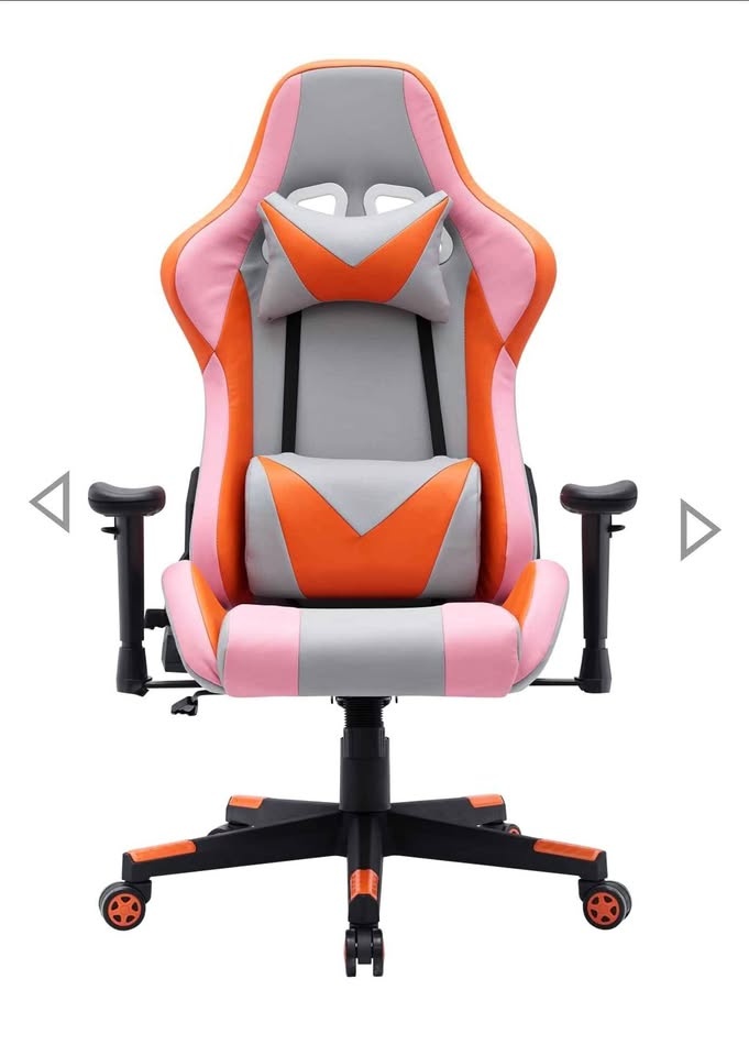 White Gaming Chair with Red Stripes
