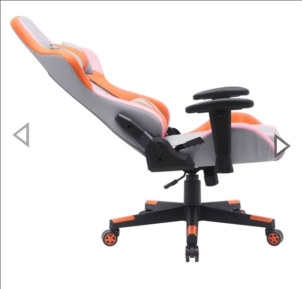 White Gaming Chair with Red Stripes - photo 2