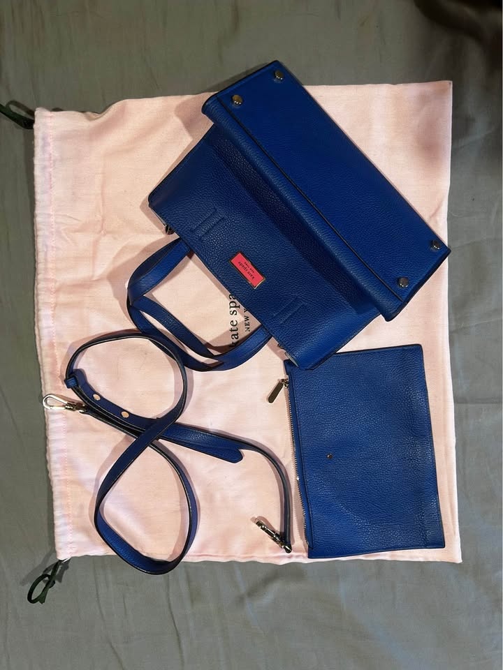 Kate Spade Blue Leather Crossbody Bag with Pouch & Dust Bag - photo 4
