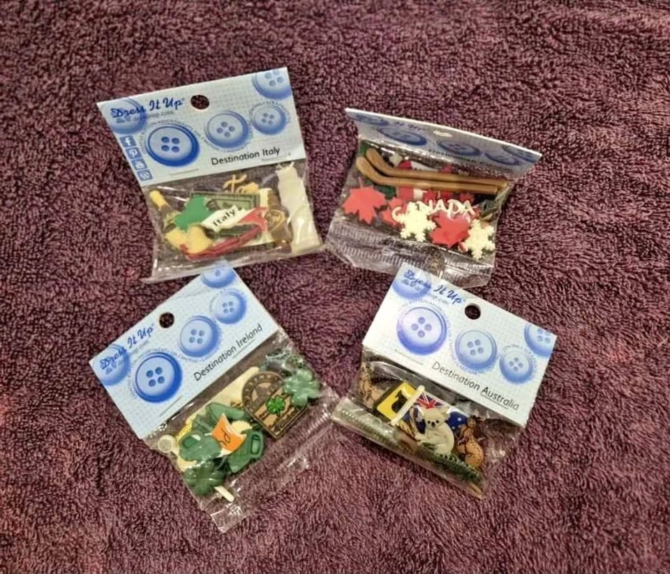 Country Themed Embellishments - 🇮🇹 🇦🇺🇨🇦🇮🇪 Buttons
