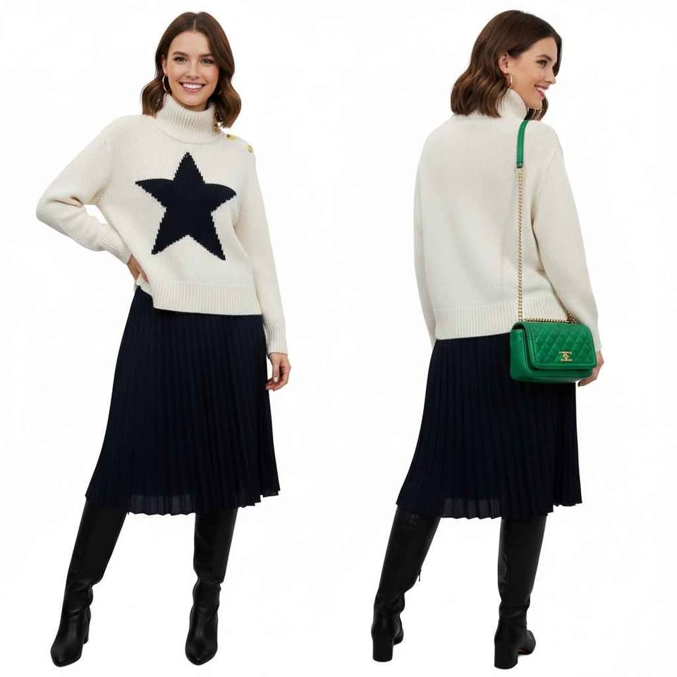 Kate Spade Broome St Star Intarsia Mock Neck Sweater XS 🏆 - photo 4