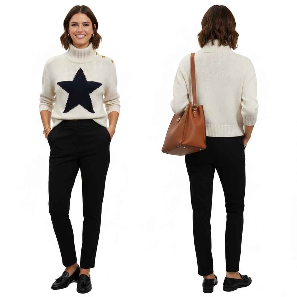 Kate Spade Broome St Star Intarsia Mock Neck Sweater XS 🏆 - photo 5