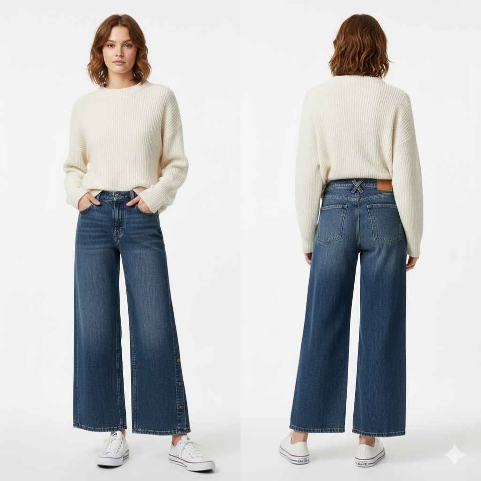 Seventy + Mochi "Bay" Side Snap Wide Leg Jeans W27 🏆 - photo 3