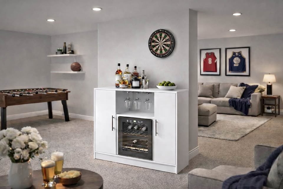 Modern Bar / Cocktail Cabinet with Built-In Wine Cooler