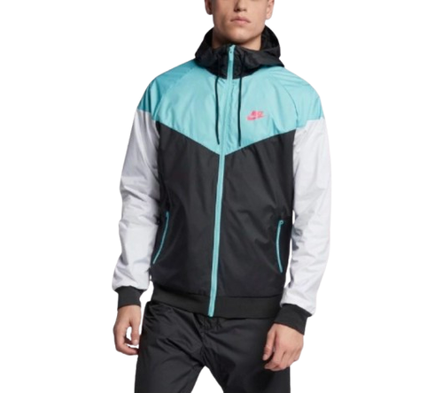 Nike Windbreaker Jacket Full Zip Colorblock Hood Blue Black Grey