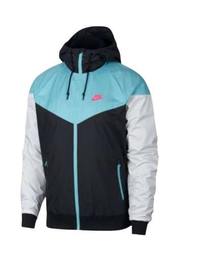 Nike Windbreaker Jacket Full Zip Colorblock Hood Blue Black Grey - photo 2